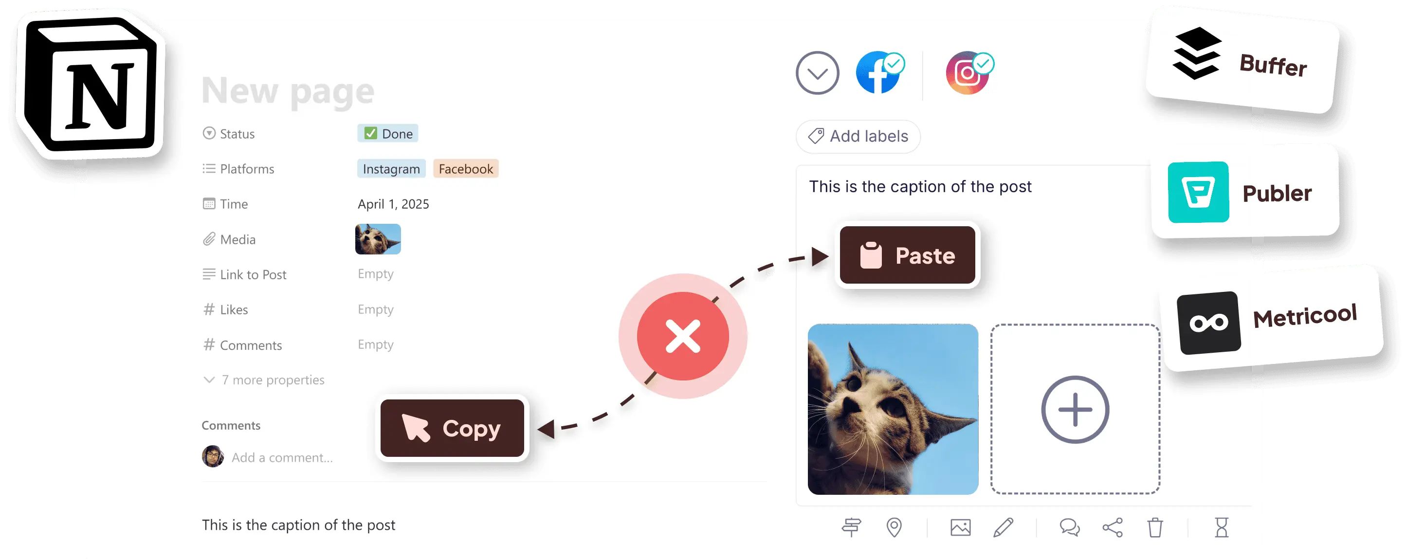 Integrate notion to Social media