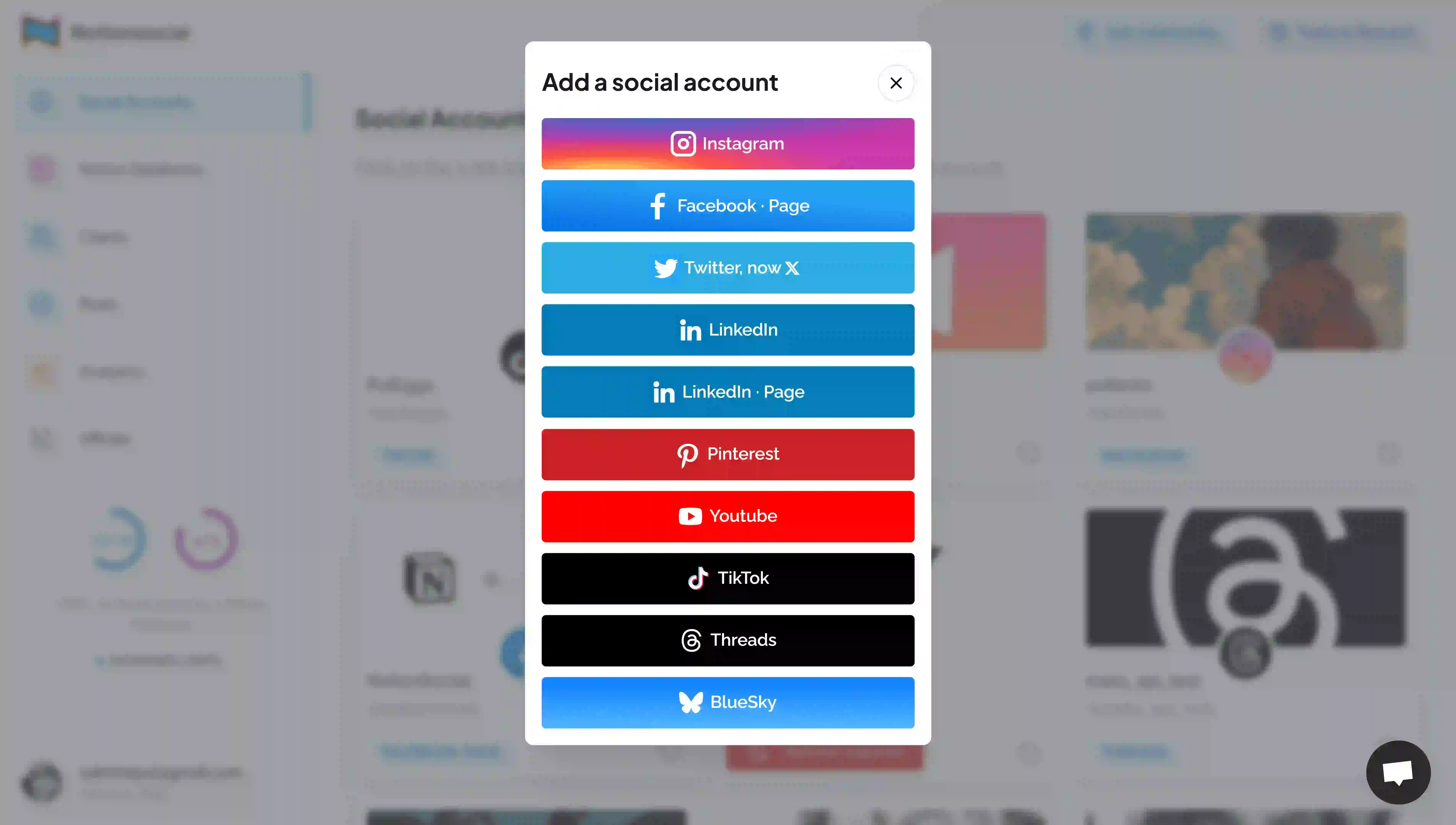 Connect Social Accounts Screenshot
