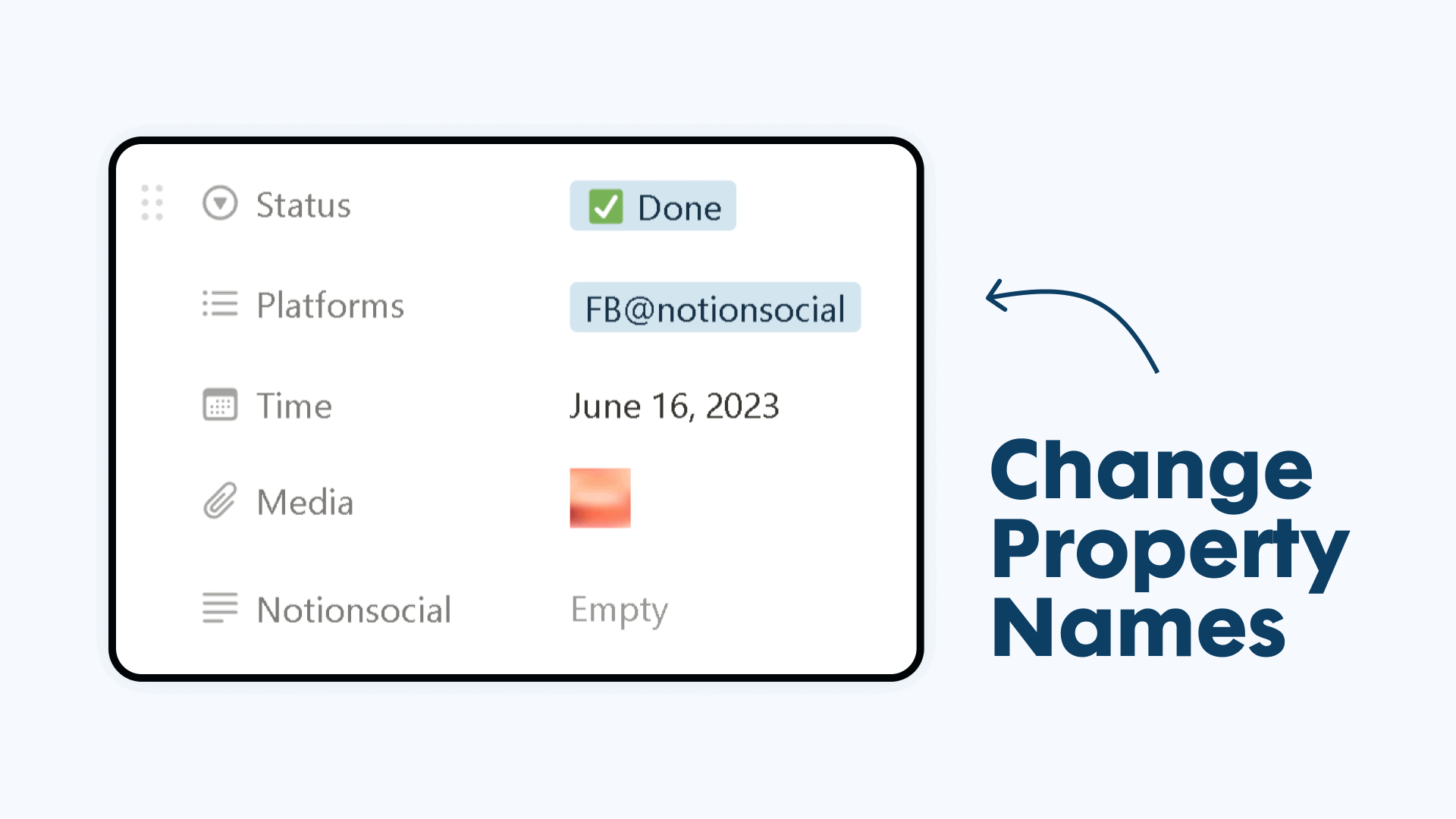 How to modify Notion Database property names in Notionsocial?