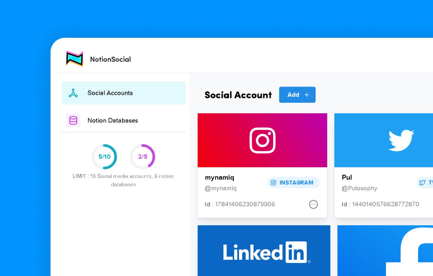 Add social accounts in Notion