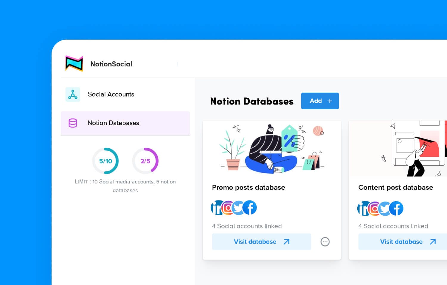 Add a notion database to notionsocial to be able to schedule posts on social media using it